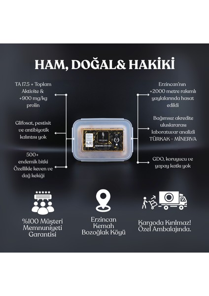 Karakovan Petek Balı | 800gr | TA17.5+ | 900 Prolin | Erzincan Doğal Çiçek Balı fiyatları