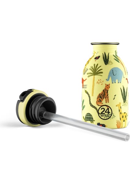 Kids Bottle Jungle Friends Pipetli Paslanmaz Çelik Çocuk Su Matarası 250 ml fırsatları