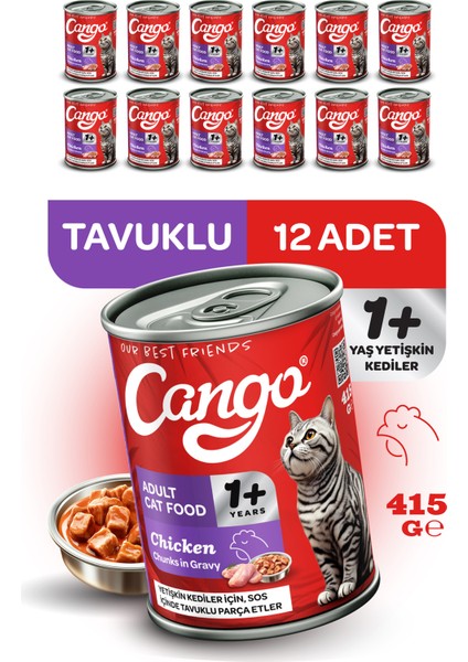 Yetişkin Yaş Kedi Maması Tavuklu 415GR 12LI