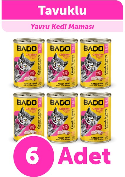 Yavru Kedi Yaş Maması Tavuk Etli 400GR 6Lı