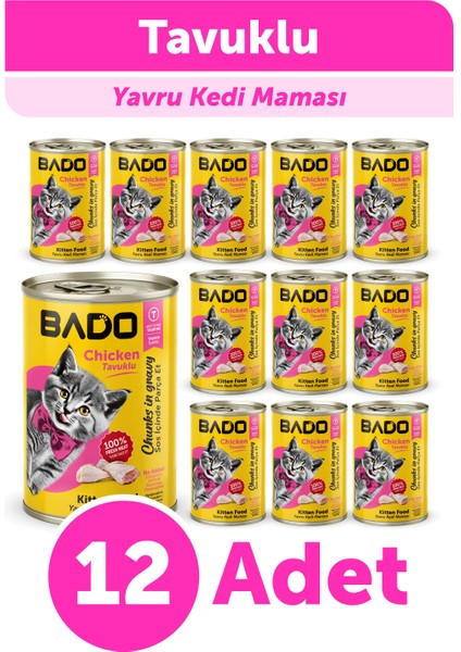 Yavru Kedi Yaş Maması Tavuk Etli 400GR 12Li