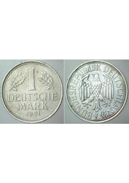 Almanya 1 Mark 1991 F Harfi= Stuttgart Darphanesi Darbı.