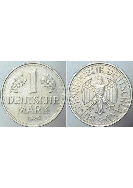 Almanya 1 Mark 1982 G Harfi= Karlsruhe Darphanesi Darbı.