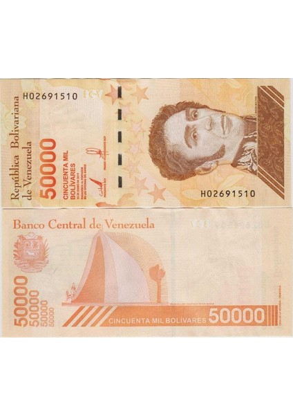 Venezuela 50.000 Bolivar 2019 Çil Kondisyon.