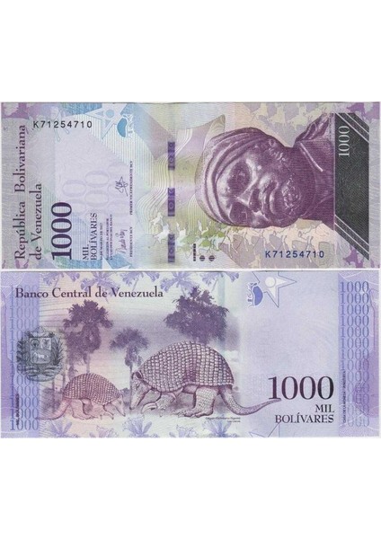 Venezuela 1000 Bolivar 2017. Armadillo Temalı. Çil Kondisyon.