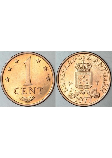 Hollanda Antilleri 1 Cent 1977 Çil Kondisyon.