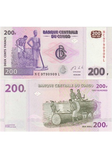 Kongo 200 Frank 2013 Tomruk Işçileri ve Çiftçi Temalı. Çil Kondisyon.