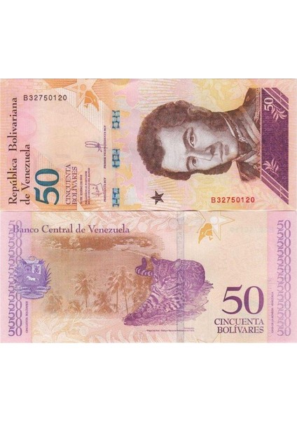 Venezuela 50 Bolivar 2018. Çil Kondisyon.