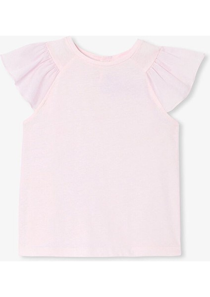 Kız Çocuk Fırfırlı Kol Jarse T-Shirt