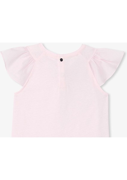 Kız Çocuk Fırfırlı Kol Jarse T-Shirt