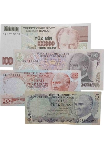 6. 7. Emisyon 4 Adet Koleksiyon Kağıt Para Koleksiyon Başlangıç Setleri Antika Darpane Hobi Hediye