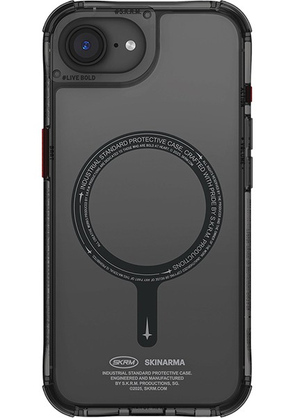 iPhone 16E Uyumlu Kılıf M-Safe Şarj Özellikli Şeffaf Airbag Tasarımlı Skinarma Saido Kapak Siyah