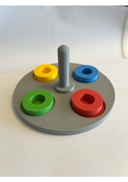 Montessori Renk Eşleştirme Oyuncağı – Halkalı Bul-Tak – Motor Beceriler ve Zeka Geliştirici - 3D