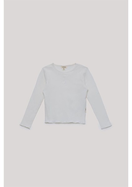 Basic Kız Çocuk Ekru T-Shirt