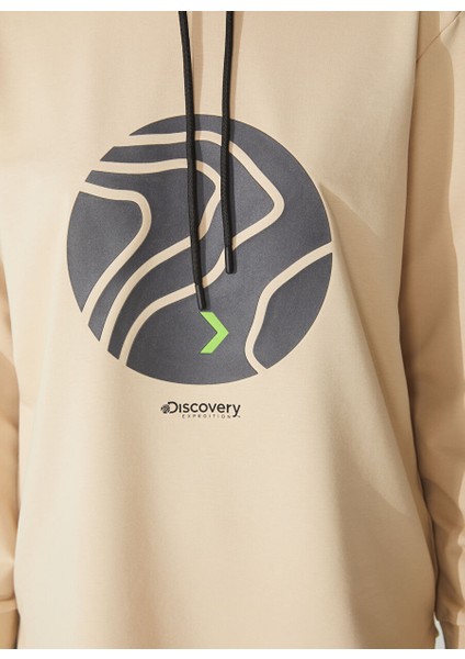 W-Alves Bej Kapüşon Yaka Relaxed Fit Nakışlı Kadın Sweatshirt fırsatları