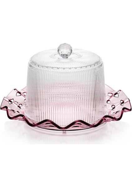 Akrilik Barok Mürdüm Renk Kek Fanus & Kek Saklama Kabı & Şık Sunum Organizeri 26 cm modelleri