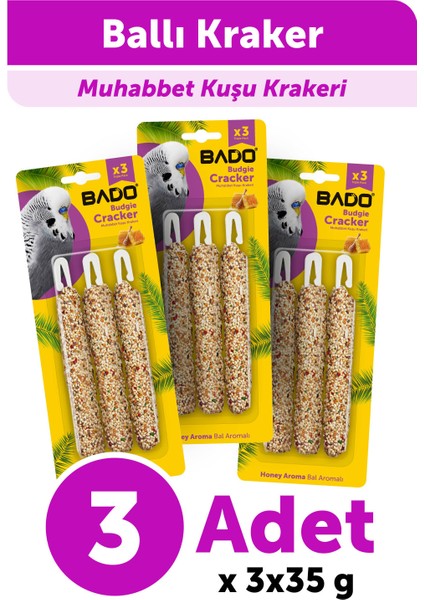 Muhabbet Kuşu Krakeri Ballı 105GR 3lü