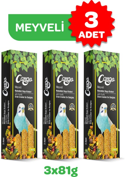 Muhabbet Kuşu Krakeri Meyveli 81GR 3lü