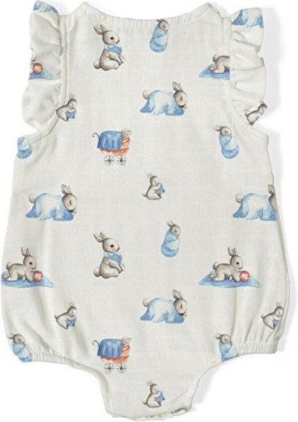 Müslin Kız Bebek Fırfırlı Kolsuz Tulum - Bébé Lapin