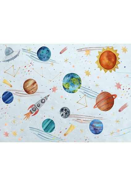 Give Me Some Space - Uzay Temalı Çocuk Odası Halısı