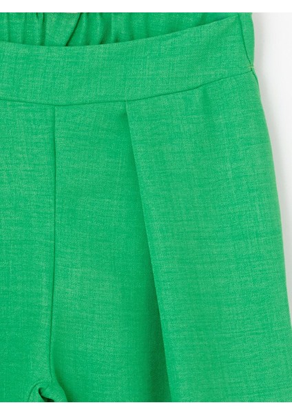 Kız Çocuk Beli Lastikli Keten Pantolon