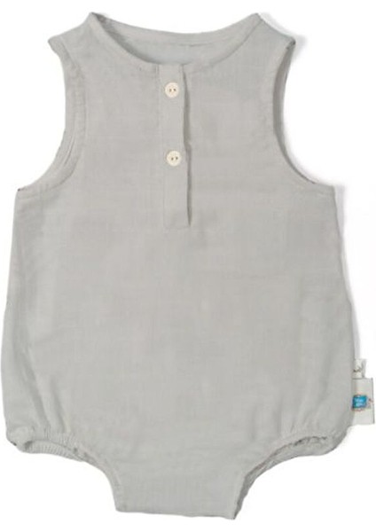 Müslin Erkek Bebek Kolsuz Tulum - Cotton Grey