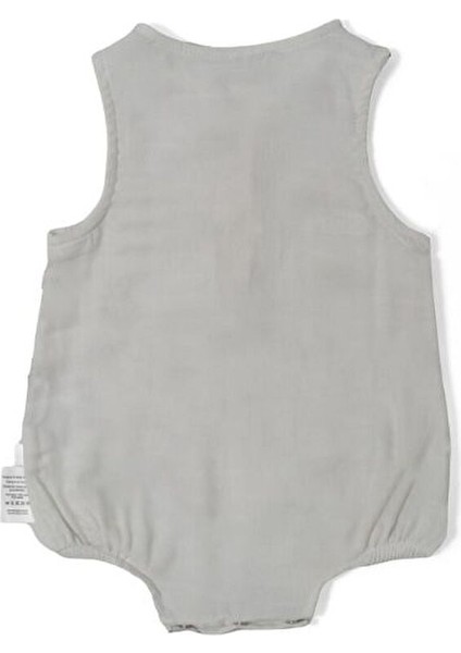 Müslin Erkek Bebek Kolsuz Tulum - Cotton Grey