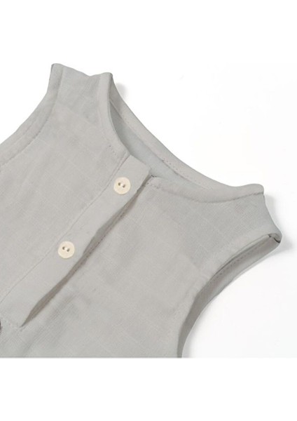 Müslin Erkek Bebek Kolsuz Tulum - Cotton Grey