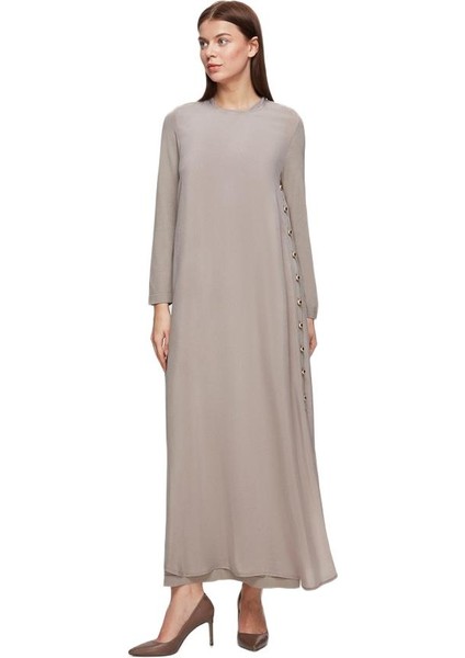 Vizon Yanları Düğmeli Cupro Elbise T25Y-4052 fiyatları