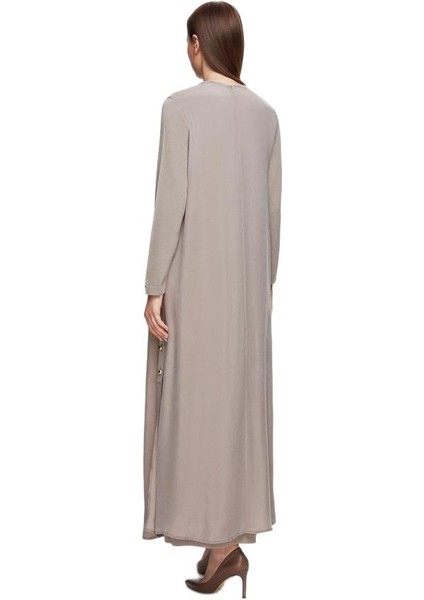 Vizon Yanları Düğmeli Cupro Elbise T25Y-4052 modelleri