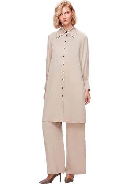 Gri Bol Paça Cupro Pantolon T25K-7015