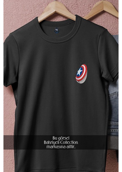 Oversize Kaptan Amerika - Captain America Kalkan Cep Tasarımlı Unisex T-Shirt fiyatları