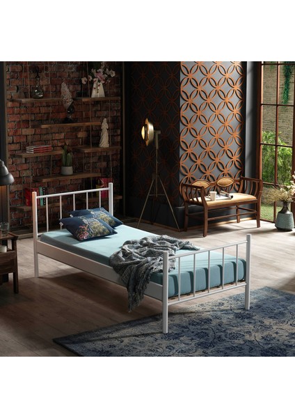 Falez Tek Kişilik Ferforje Metal Karyola-Beyaz modelleri