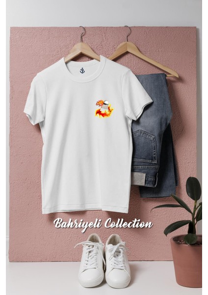 Oversize Badminton Ateş Cep Tasarımlı Unisex T-Shirt