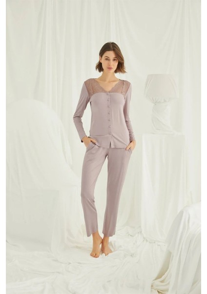 18434 Kadın Vizon Uzun Kollu Pijama Takım fiyatları