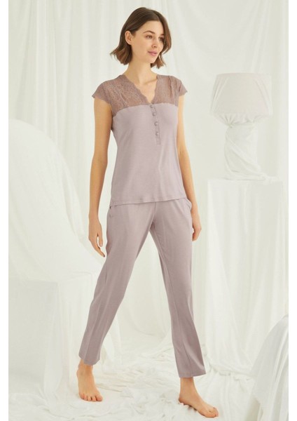 Kadın Vizon Kısa Kollu Pijama Takım 18437 fiyatları