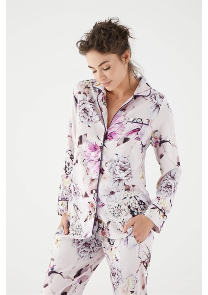 Kadın Mor Uzun Kollu Pijama Takım 18401 modelleri