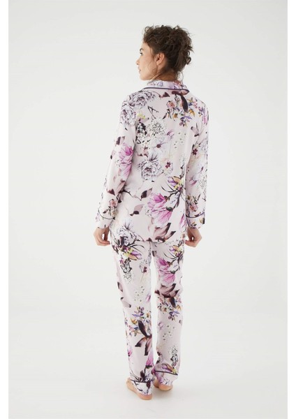 Kadın Mor Uzun Kollu Pijama Takım 18401 fırsatları
