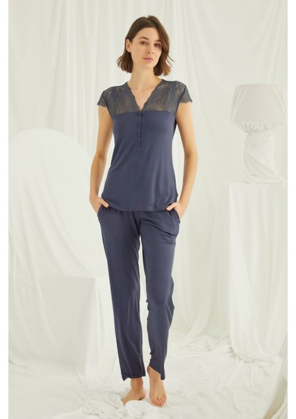 18231 Kadın Lacivert Pijama Takım