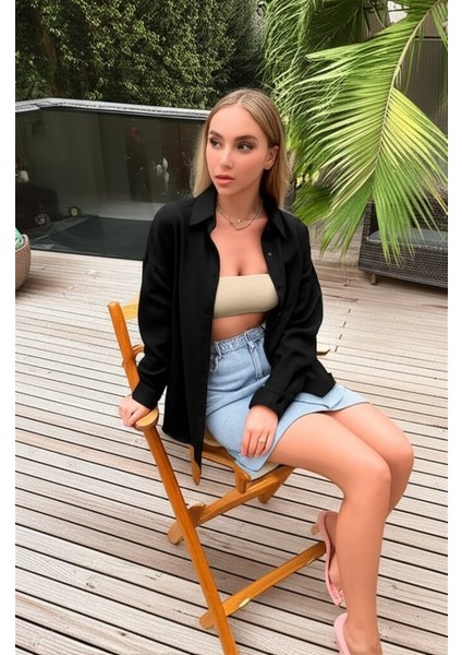 Kadın Uzun Kollu Oversize Gömlek