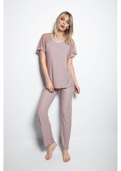19286 Kadın Vizon Kısa Kollu Pijama Takım fiyatları