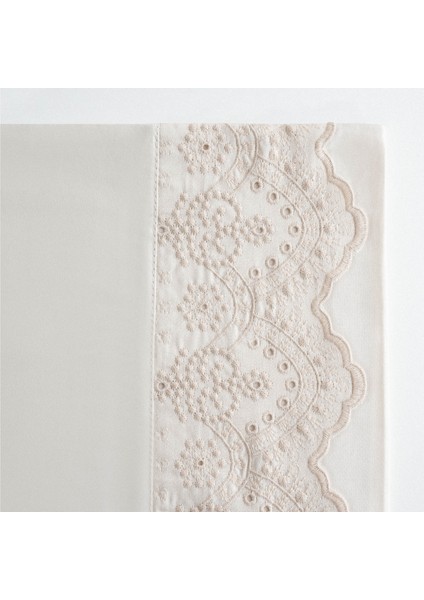Ahter Çift Kişilik Nevresim Takımı %100 Organik Pamuk Saten Brodeli Bej 200X220 cm indirimleri