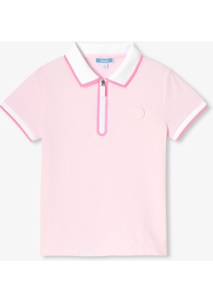 Kız Çocuk Fermuarlı Polo Yaka T-Shirt