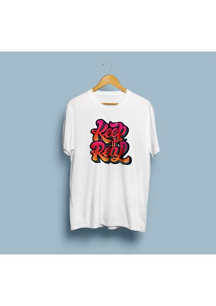 Oversize Keep It Real Graffiti Tasarım Unisex T-Shirt