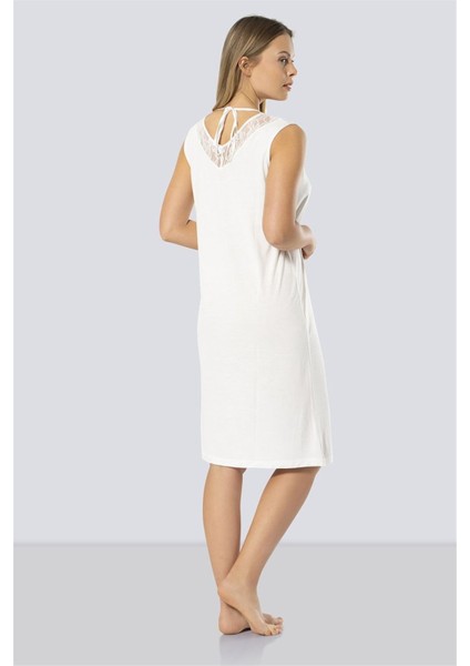 Kadın Ekru Dantelli V Yaka Gecelik 3285 modelleri