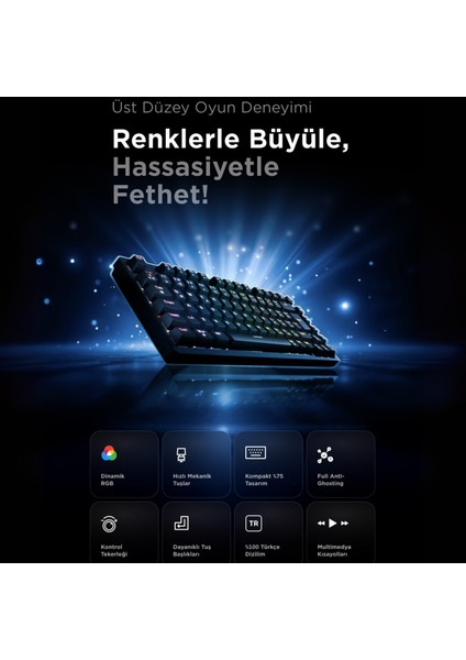 Enıgma Rgb Aydınlatmalı Red Switch Tam 1800 Kompakt Dizilim Gaming Mekanik Oyuncu Klavyesi