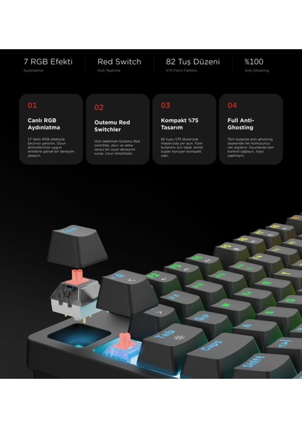 Enıgma Rgb Aydınlatmalı Red Switch Tam 1800 Kompakt Dizilim Gaming Mekanik Oyuncu Klavyesi