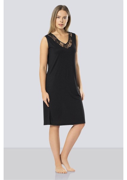 Kadın Siyah Dantelli V Yaka Gecelik 3285 fiyatları