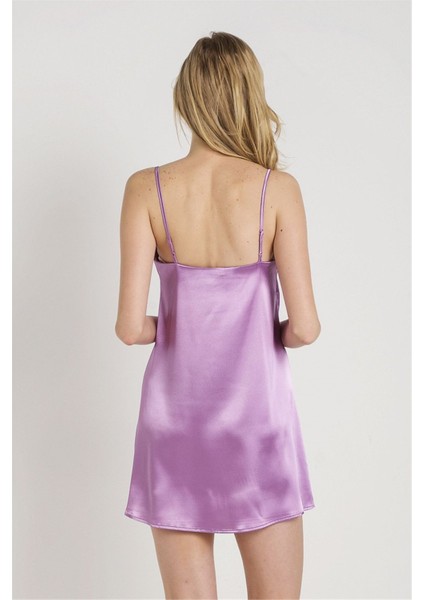 7270 Kadın Mor Askılı Saten Gecelik modelleri