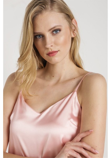 7270 Kadın Pembe Askılı Saten Gecelik fiyatları